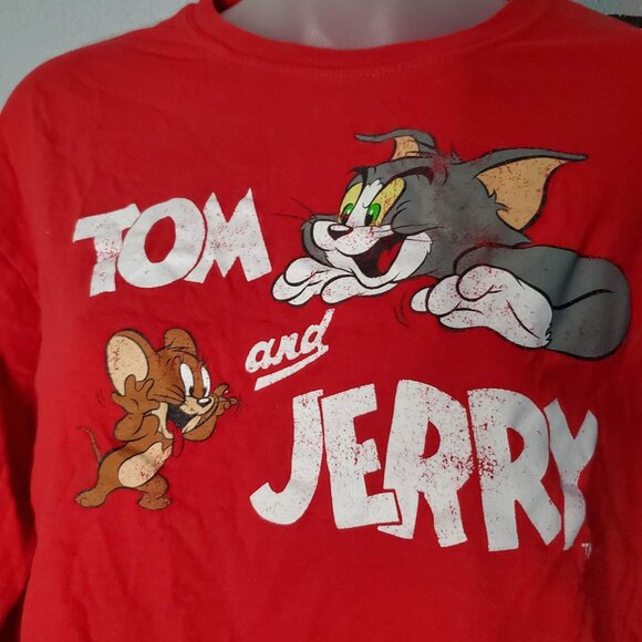 Tom & Jerry Graphic Red Long Sleeve Tee, Lg - Picture 3 of 5